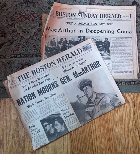 Boston Herald April 5 April 6 1964 Newspaper MacArthur | Etsy