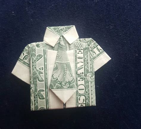 Money Origami Shirt W Tie Real Dollar Bill Folded Money Etsy