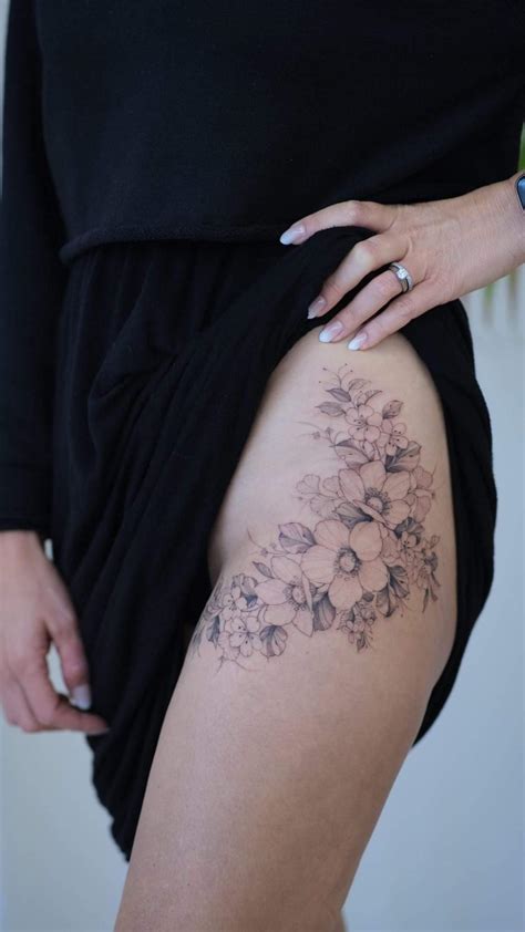 Fineline Floral Hip Tattoo By Sasha At Flame Wise Ink In Toronto R