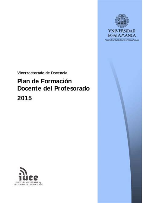 Pdf Vicerrectorado De Docencia Plan De Formación Docente Del · La