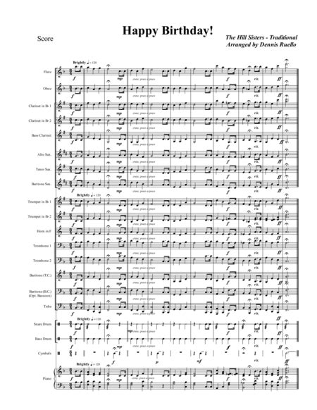 Happy Birthday Concert Band Score And Parts Pdf Free Music Sheet