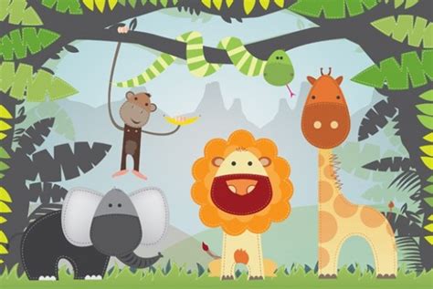 Cute Cutout Jungle Animals Vector Illustration Welovesolo
