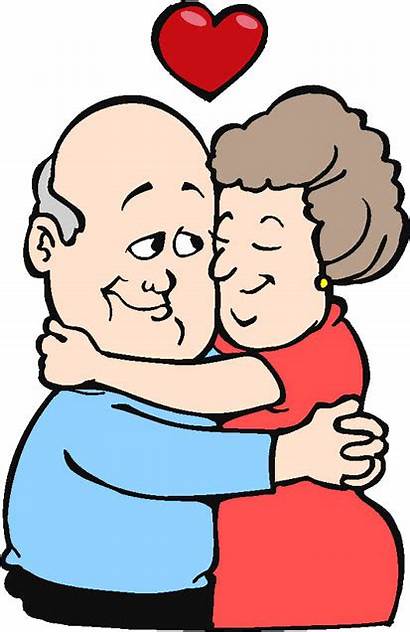 Couple Elderly Loving Cartoon Clipart Heart Drawings
