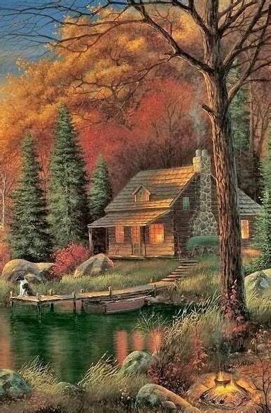 Fallsurrounds The Cabin Cabin Art Cottage Art Cabin Painting
