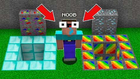 Which Pit Will Noob Choose Diamond Pit Vs Rainbow Pit Minecraft Noob