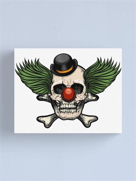Scary Evil Clown Skull With Bowler Hat Canvas Print By Headpossum