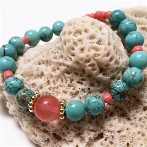 Turquoise Coral Bracelet Coral Bracelet Coral Turquoise Bracelets