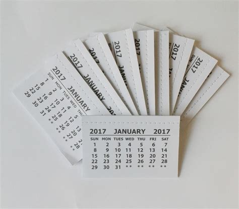 100x 2017 Calendar Tabs White Mini Tear Off Month To View School Arts