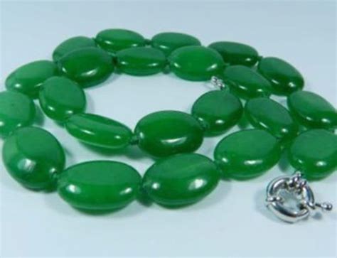 Natural 13x18mm Green Jade Gemstone Oval Beads Necklace 18 Ebay