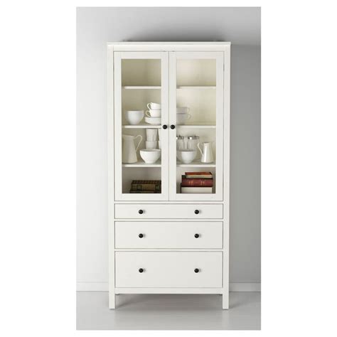 Hemnes Glass Door Cabinet With 3 Drawers White Stain 35 38x77 12