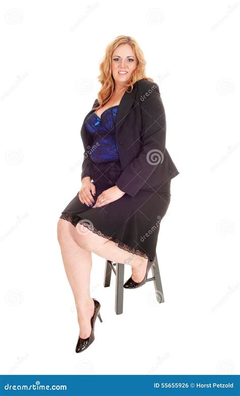 Blond Plus Size Woman Sitting Stock Photo Image Of Businessperson