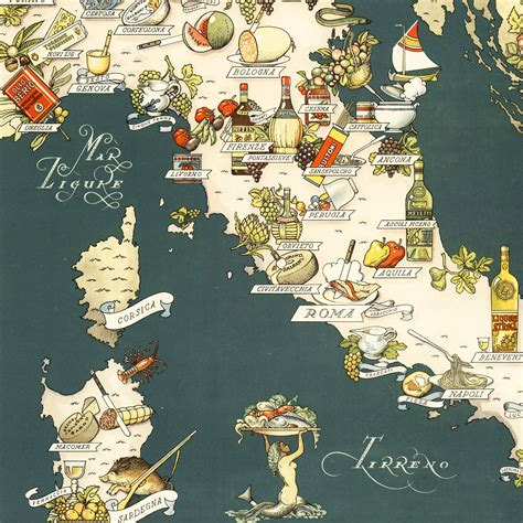 A Vintage Pictorial Map Of Italy From 1949 Digitally Enhanced And