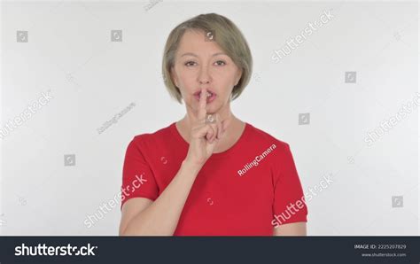 Silence Please Old Woman Finger On Stock Photo 2225207829 Shutterstock