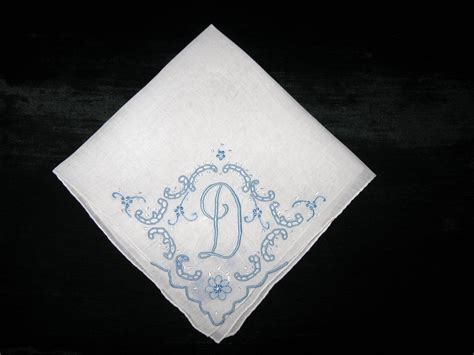 Embroidered M Hankerchief Initial Letter Hankie Vintage Womens Etsy