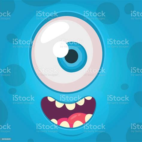 Funny Monster One Eye Face Vector Illustration Halloween Cartoon