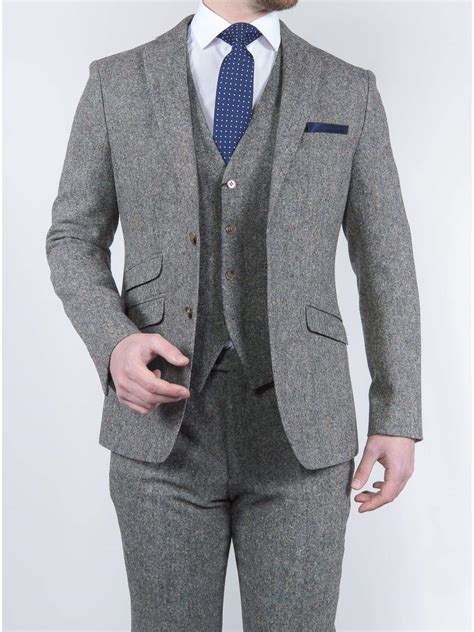 Torre Men's 3 Piece Grey 100% Wool Donegal Tweed Suit - HIRE5 Menswear