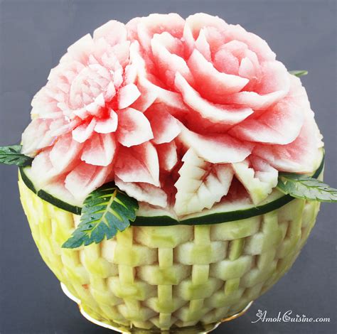 Watermelon Basket Fruit Carving Vegetable Carving Watermelon Carving Easy
