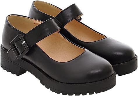 Womens Mary Jane Shoes Classic Buckle Strap Breathable Casual Shoes Anti Slip Block Heel Solid