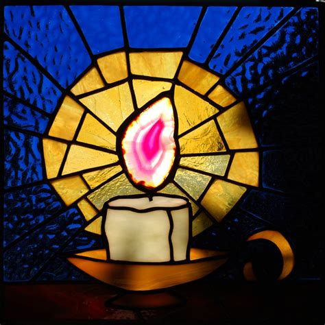 Stained Glass Panel Candle Stained Glass Candles Stained Glass Ornaments Stained Glass