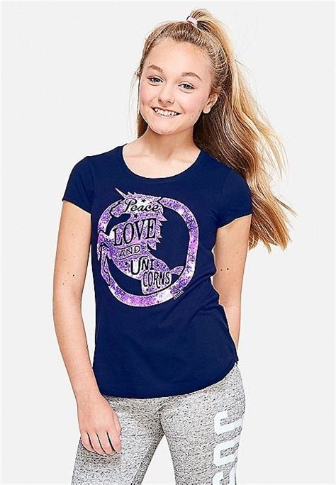 Peace Love And Unicorns Graphic Tee Justice Girls Fashion Tops