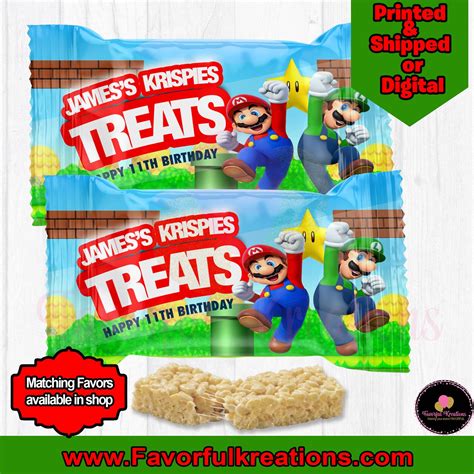 Super Mario Treats Chip Bags Super Mario Birthday Party Etsy