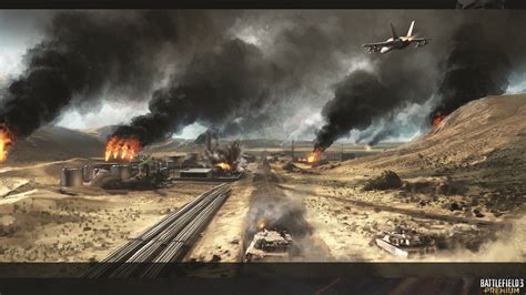Battlefield Fire Smoke Jet Tank Drawing Hd Wallpaper Games