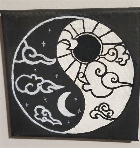 Ying Yang Sun And Moon Painting Etsy Uk