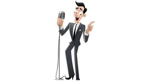 Cartoon Man Singing Into A Microphone Background Singer Picture Cartoon Background Image And