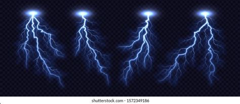 Lightning Bolt Collection Isolated On Transparent Stock Vector Royalty
