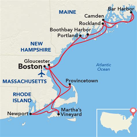 Acl East Coast Grand New England Itinerary Map Sunstone Tours And Cruises