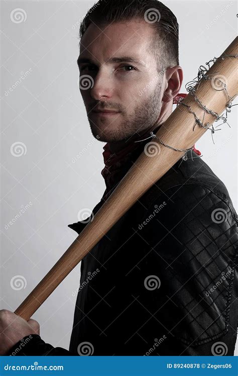 Young Man Holding A Baseball Bat Stock Photo Image Of Killer Warrior
