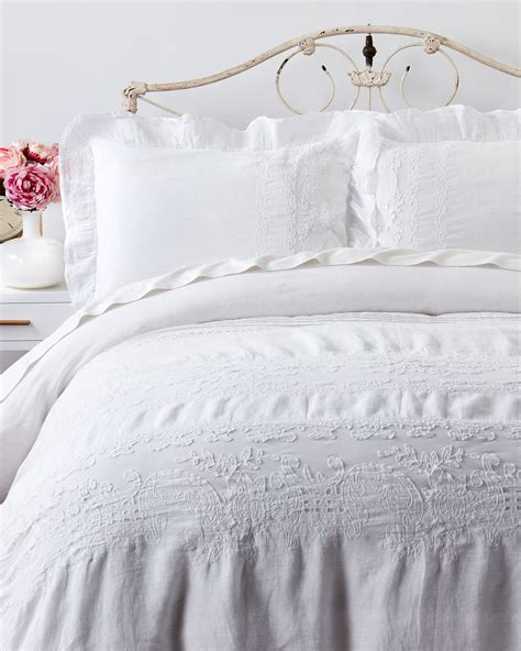 Melange Home Tabitha Linen Lace Ruffle Fullqueen Duvet Set Duvet