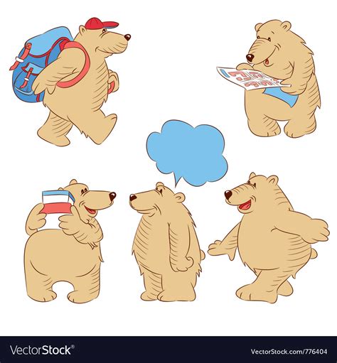 Funny Cartoon Polar Bears Royalty Free Vector Image