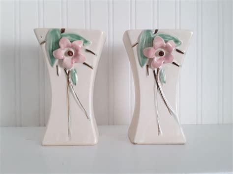 Vintage Mccoy Vases Pair Of Collectible Mccoy Ceramic Vases Etsy In
