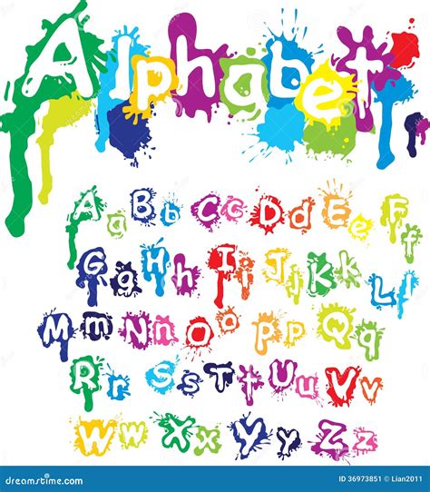 Letters Alphabet Painted By Color Splashes Vector Font By Microvector