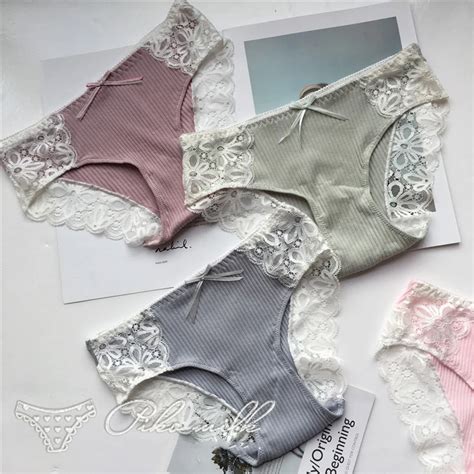 spandcity modern soft breathable lace cotton underwear women sexy bow seamless panties sex cute