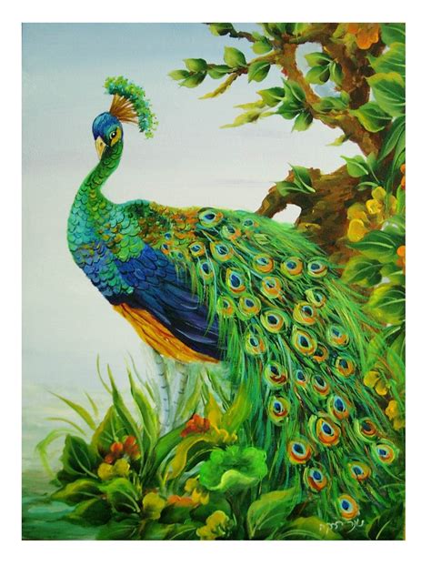 A Peacock Peacock Painting Peacock Art Birds Painting Fabric
