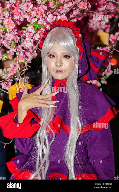 bangkok thailand 23rd january 2016 unidentified japanese anime cosplay pose in oishi