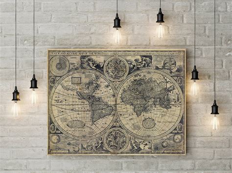 Huge Historic Old World Map Antique Restoration Decor Etsy