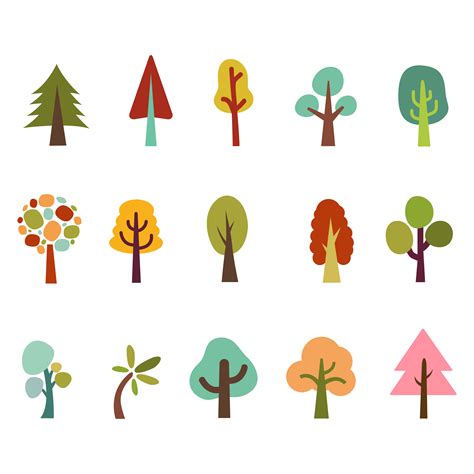Abstract Trees Icons Set 570572 Vector Art At Vecteezy