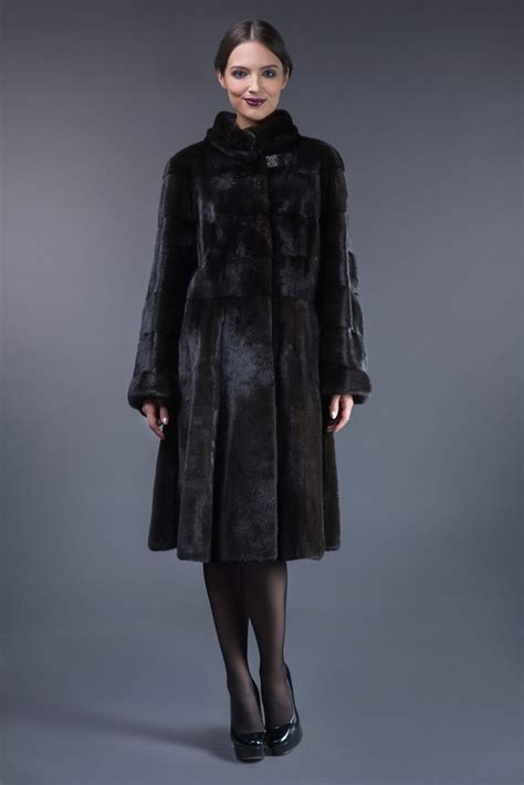 Natural Black Velvet Mink Fur Cliché Coat | Handmade byNordFur