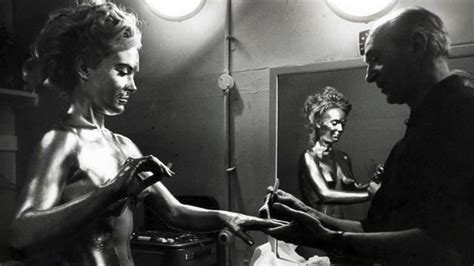 Shirley Eaton Being Painted Gold For Her Scene In The James Bond Film Goldfinger 1964 Photo