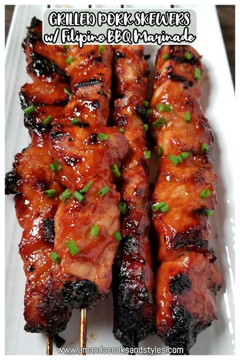 Bbq Pork Skewers With Filipino Bbq Marinade Recipe Bbq Pork Recipes Pork Skewers Pork