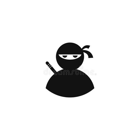 Ninja Warrior Icon Simple Black Ninja Head Logo Stock Illustration