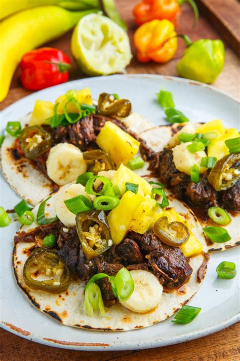 Jamaican Jerk Beef Tacos With Pineapple And Banana Salsa