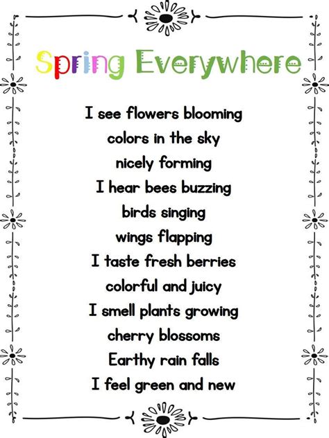 Spring Poem For Kids Ing Ending Poem Senses Poem Etsy