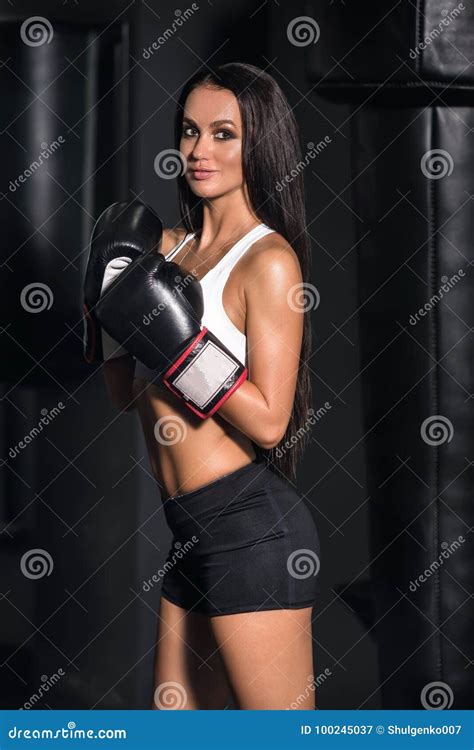 Portrait Of A Woman Boxer Aggressive And Ready To Fight Stock Image Image Of Adult Martial