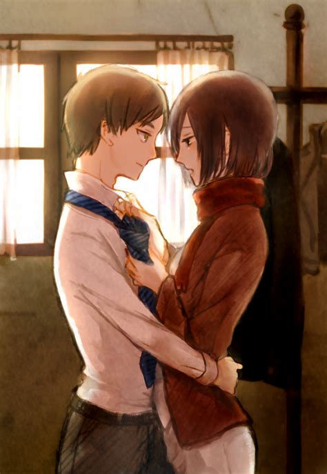 Mikasa Ackerman And Eren Yeager Shingeki No Kyojin Drawn By Nakome