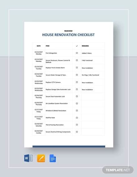 Free 11 Sample Renovation Checklist Templates In Pdf