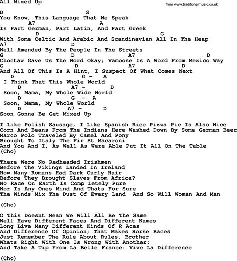 Pete Seeger Song All Mixed Up Lyrics And Chords